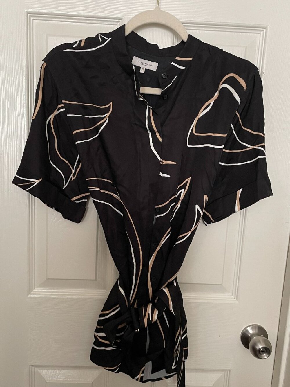 Lafayette 148 New York Print Top Short Sleeve